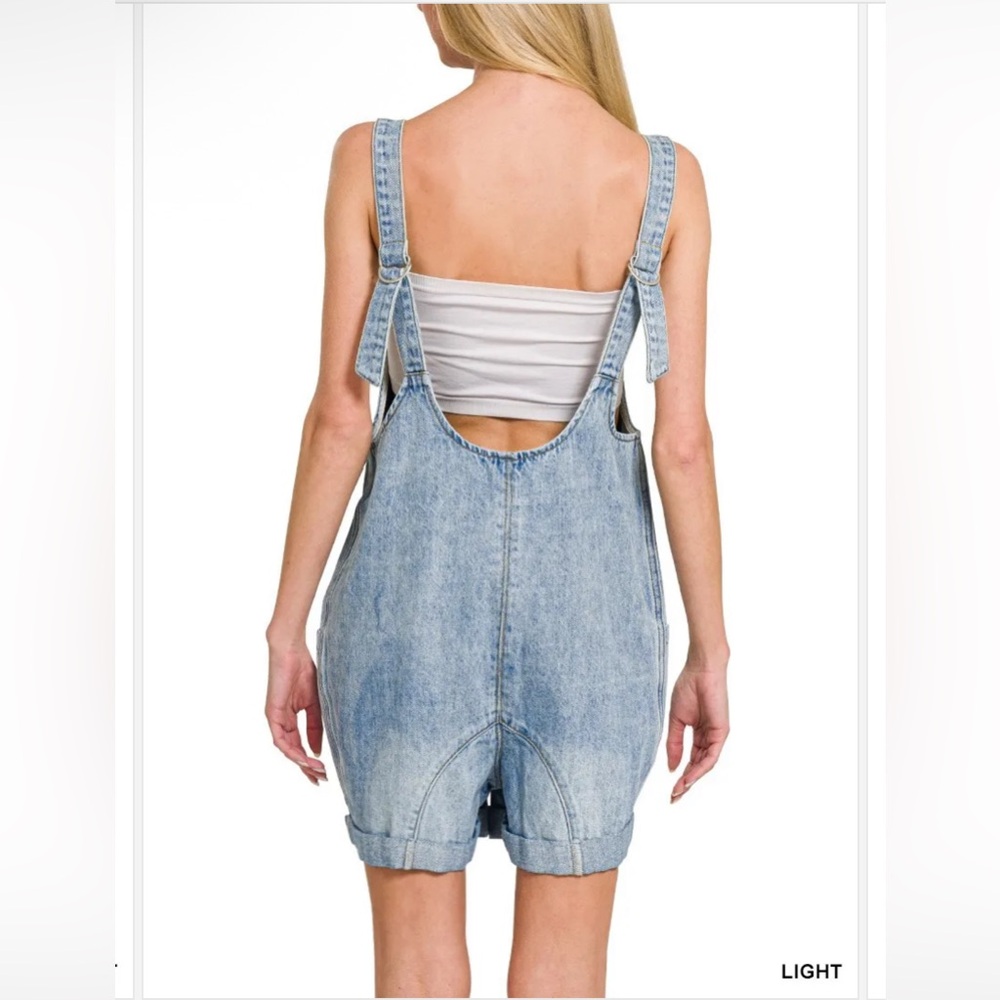Zenana Light Denim Cottagecore Women's Overalls - Picture 2 of 5